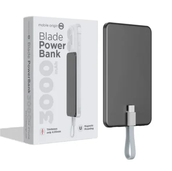 Mobile Origin Blade PowerBank 3000mAh šedá / 2x USB-C / MagSafe (PBB-3KC-GRY)