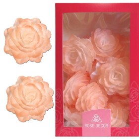 Dekorace oplatková - Růže velká 55 mm, sv.oranžová, 15 ks
