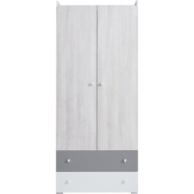 Šatní skříň Moco - 80x190x50 cm (bílá, dub wilton, šedá)