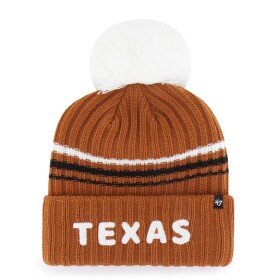 47 Brand Dámská zimní čepice Texas Longhorns NCAA Seasonal Fuzzy Script Big Pom Knit