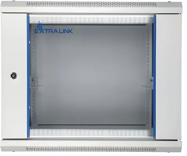 Extralink 19" nástěnný rozvaděč šedá / Nástěnný rozvaděč / 9U / 600x450 mm / nosnost 65 kg / skleněné dveře (EX.8574)