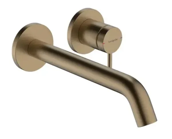 Hansgrohe - Umyvadlová baterie pod omítku, s výpustí, 2-otvorová instalace, EcoSmart, kartáčovaný bronz (73351140)