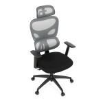 Kancelářská židle, šedá síťovina, černý plast, kolečka na tvrdé podlahy