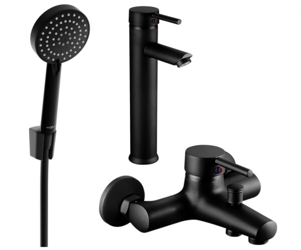 MEXEN/S - Lua R75 SET vanová a umyvadlová baterie, černá 72813R75-70