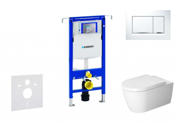 GEBERIT - Duofix Modul pro závěsné WC s tlačítkem Sigma30, bílá/lesklý chrom + Duravit ME by Starck - WC a sedátko, Rimless, SoftClose 111.355.00.5 NM5