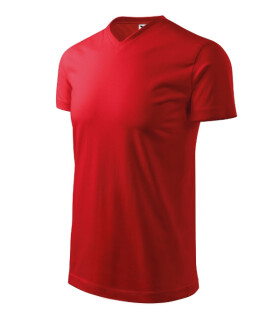 Heavy V-neck tričko unisex červená 3XL