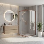 REA - Sprchový kout City 80x100 Brush Copper Bez sprchové vaničky REA-K6981