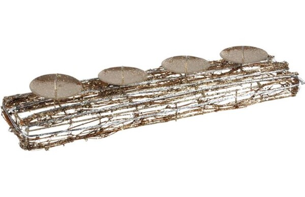 Svícen ratan zlatý vánoční 10x40cm R4016