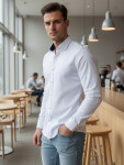 Pánská elegantní hladká bílá košile SLIM FIT FashionStreet DX2618 XXL