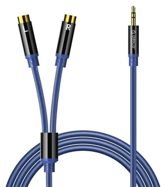 Orico AXRF modrá / Audio kabel / Jack 3,5mm (M) - 2x RCA / 2 m