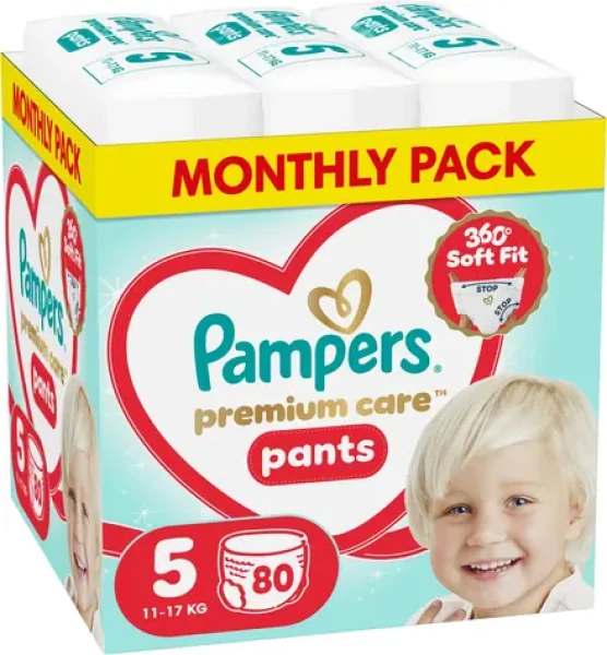 Pampers Premium Care Pants 11-17 kg (80 ks) / Plenkové kalhotky / Velikost 5 (11-17 kg)
