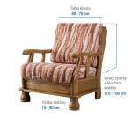 Bielastické potahy OCEANO NOVÉ cihlové křeslo s dřevěnými rukojeťmi (š. 40 - 70 cm)
