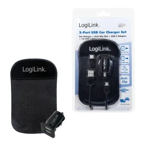 LogiLink 2portová USB nabíječka do auta černá / 10,5 W / 12/24 V / protiskluzová podložka (PA0204)