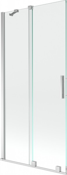 MEXEN/S - Velar Dvoukřídlá posuvná vanová zástěna 95 x 150 cm, transparent, chrom 896-095-000-01-01