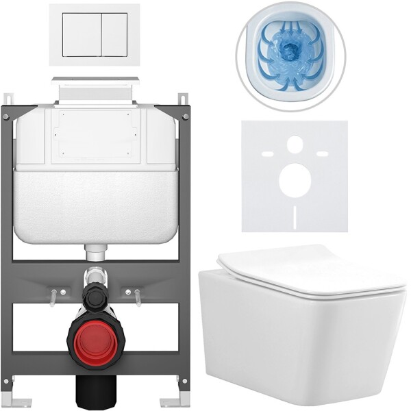 CERANO - Kompletní WC set Basic/Forte - bílá lesklá - WC tlačítko Maxio/Bílá - ovládání shora - předstěnová instalace - 51x36 CER-8050BD86120