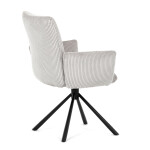 Židle jídelní, krémová manšestrová látka, 360° vratný mechanismus, černý kov
