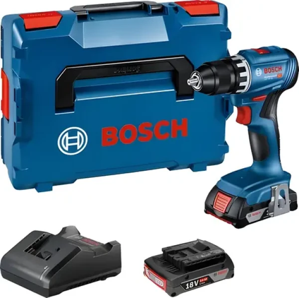 Bosch GSR 18V-45 / Akumulátorový vrtací šroubovák / 18 V / 2x 2,0 Ah Li-Ion / L-BOXX (06019K3203)