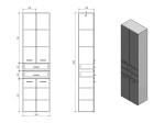 AQUALINE - ZOJA/KERAMIA FRESH skříňka vysoká se zásuvkami 50x184x29cm, dub platin 51296