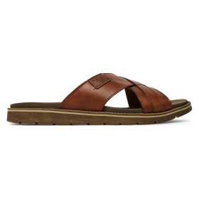 Pantofle Rieker 24393-24 Přírodní kůže (useň) - Lícová