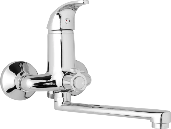 JB Sanitary Nástěnná umyvadlová a sprchová baterie SLIM, rozteč 100 mm, otočný přepínač v těle, bez příslušenství, ramínko 200 mm A10 34 00