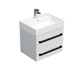 Koupelnová skříňka s černou úchytkou a umyvadlem SAT Cube Way 60x53x46 cm bílá lesk CUBE46C602BISAT CUBE46C602BISAT