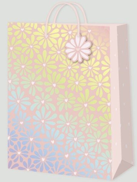 Dárková taška malá - Růžové kopretiny s ražbou (17,8 × 9,8 × 22,9 cm) - Albi