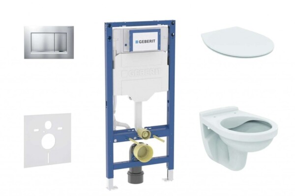 GEBERIT - Duofix Set předstěnové instalace, klozetu Alpha a sedátka softclose, tlačítko Sigma30, matný chrom/chrom SANI11CD2106