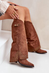 Kozačky S Ohnutým Holení Na Podpatku Hnědé Iveliri 37