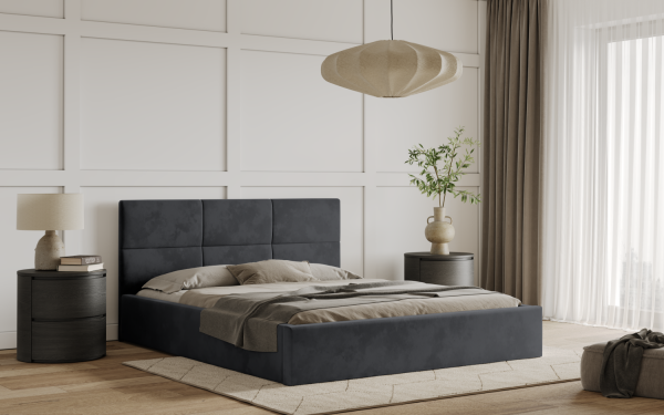 FRONTI Postel TIVOLI 120x200 tmavěšedá s úložným prostorem