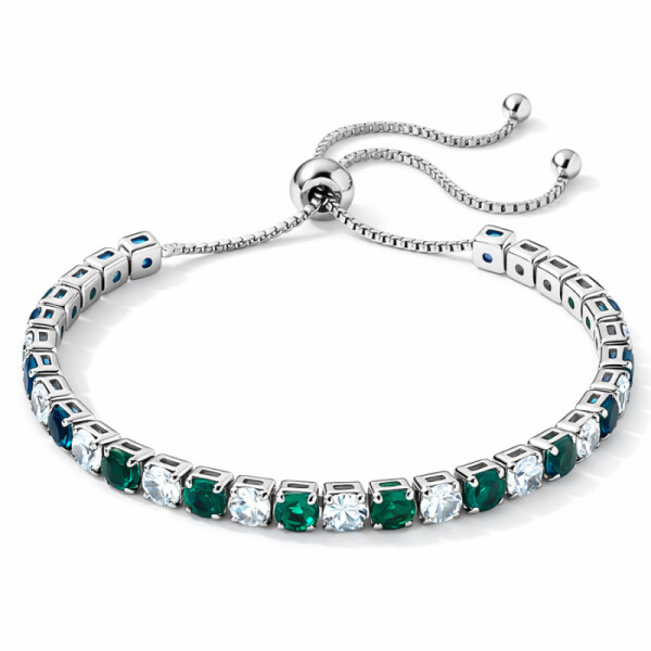 Náramek se smaragdovými zirkony Cianoti, Zelená 26 cm