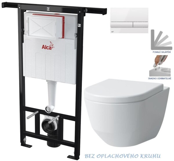 ALCADRAIN Jádromodul - předstěnový instalační systém s bílým tlačítkem M1710 + WC LAUFEN PRO RIMLESS + SEDÁTKO AM102/1120 M1710 LP1