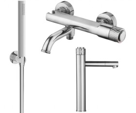 MEXEN/S - Diamond R70 Set umyvadlové a vanové baterie s příslušenstvím, chrom 71513R70-00