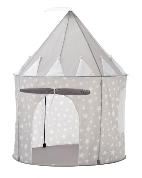 Kids Concept Dětský stan Grey Star Castle 130 cm, šedá barva, kov, plast, textil