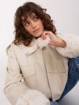 Světle béžová dámská zimní bunda s kapsami
