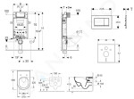 GEBERIT - Kombifix Modul pro závěsné WC s tlačítkem Sigma30, bílá/lesklý chrom + Villeroy Boch - WC a sedátko, DirectFlush, SoftClose, CeramicPlus 110.302.00.5 NI5