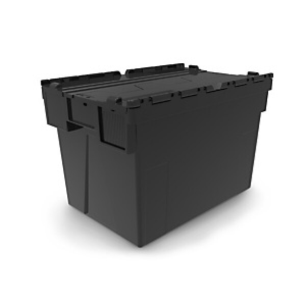 2 x Přepravní nádoba s černým víkem ze 100% recyklovaného materiálu, 600x400x400 mm