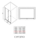 CERANO - Sprchové zalamovací dveře Volpe L/P - 6 mm - černá matná, transparentní sklo - 100x190 CER-423334