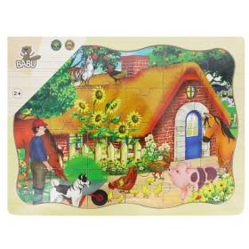 BABU - Dřevěné puzzle chaloupka - 24 dílků