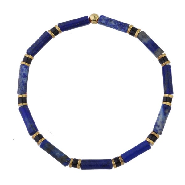 Luxusní pánský náramek Antonio Gold - sodalit, onyx, hematit, 20 cm Modrá