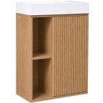 CERANO - Umyvadlová skříňka pro WC Sofia - dub medový + umyvadlo z litého mramoru Sofia - bílá lesklá - 50x70x25 CER-365571