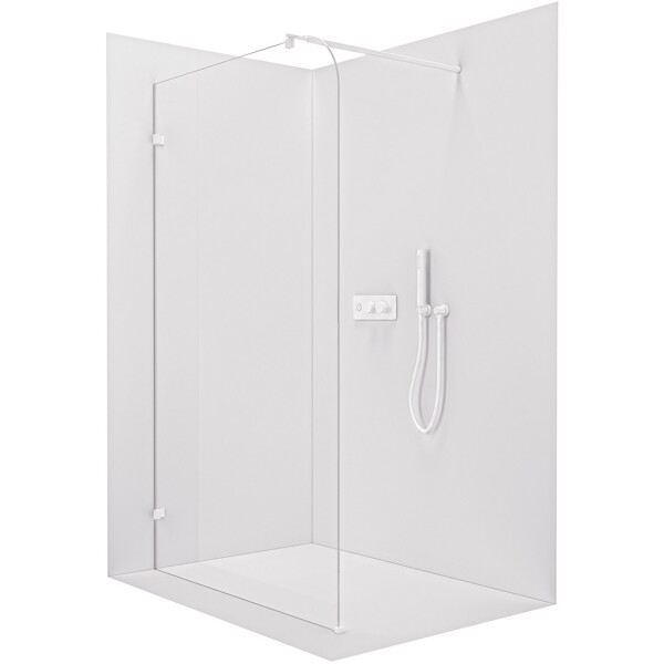 CERANO Sprchová zástěna Walk-in Orbis Round L/P - 8 mm - kulatá vzpěra - bílá matná, transparentní sklo - 150x200 cm