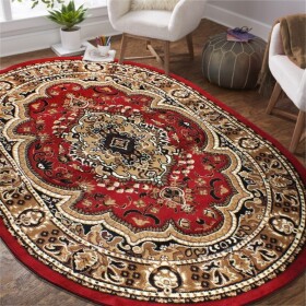 DumDekorace Oválný vintage koberec červené barvy Šířka: 80 cm | Délka: 150 cm