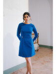 S419 Šaty s ozdobnými knoflíky v pase - královská modř EU S