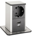 STRONG PowerUp zásuvka, 1x230V, USB A/C nabíjecí, Nerez, Schuko (477470)