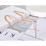 Trojitý ocelový náhrdelník Jenny - chirurgická ocel, kříž, Zlatá 36 cm + 5 cm (prodloužení)