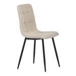 Židle jídelní, potah krémová látka, kovová čtyřnohá podnož, černý mat