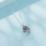 Stříbrný náhrdelník Hamsa - letní talisman, stříbro 925/1000, Stříbrná 39 cm + 5 cm (prodloužení) Bílá