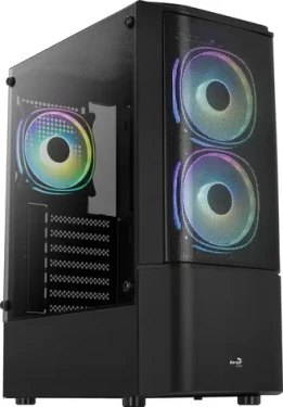 Aerocool Quantum Mesh v3 černá / PC skříň / ATX / mATX / mITX / 2x USB-A 3.0 / 1x USB-A 2.0 / 2x 120mm / bez zdroje (ACCM-PV31133.11)