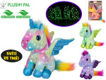 Plyšový jednorožec Plushy Pal sedící 15 cm s křídly svítící ve tmě - mix barev