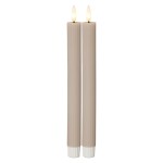 STAR TRADING LED svíčka Flamme Stripe Beige – set 2 ks, béžová barva, plast, vosk